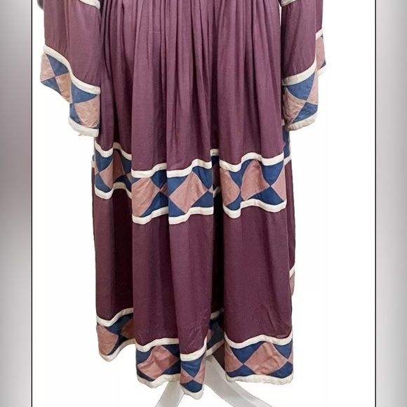 Vintage 1970s Afghan Kuchi Embroidered Beaded Patchwork Bohemian Tribal Dress - Picture 5 of 8